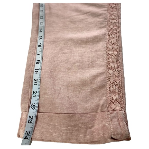 Coldwater Creek NWT Pale Mauve Lace Trim Cuffed Ankle Pant - Size 10 - Picture 10 of 16